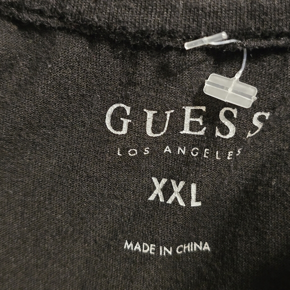 Guess Los Angeles Men’s Black Logo Tape T-Shirt – Size XXL - Picture 5 of 7